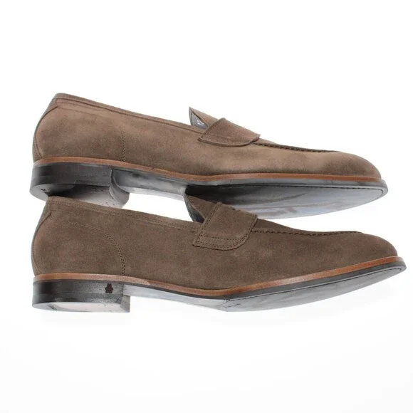 Di Bianco NWB Miseno Cashmere Suede Penny Loafers Size 45 (US 12) in Bark Brown